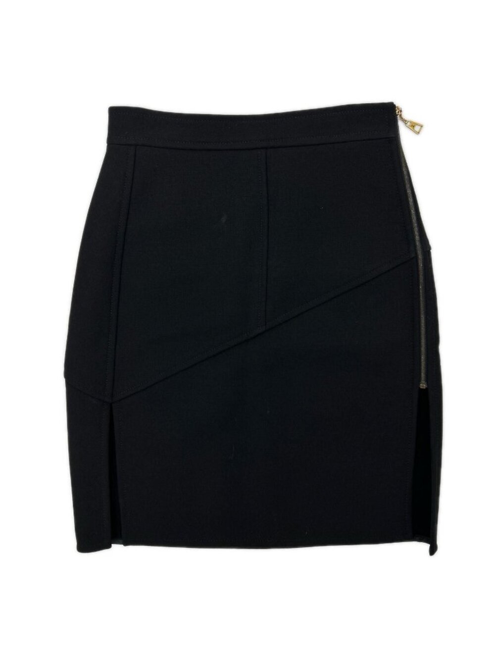 Louis Vuitton Black Wool Side Zip Skirt 38